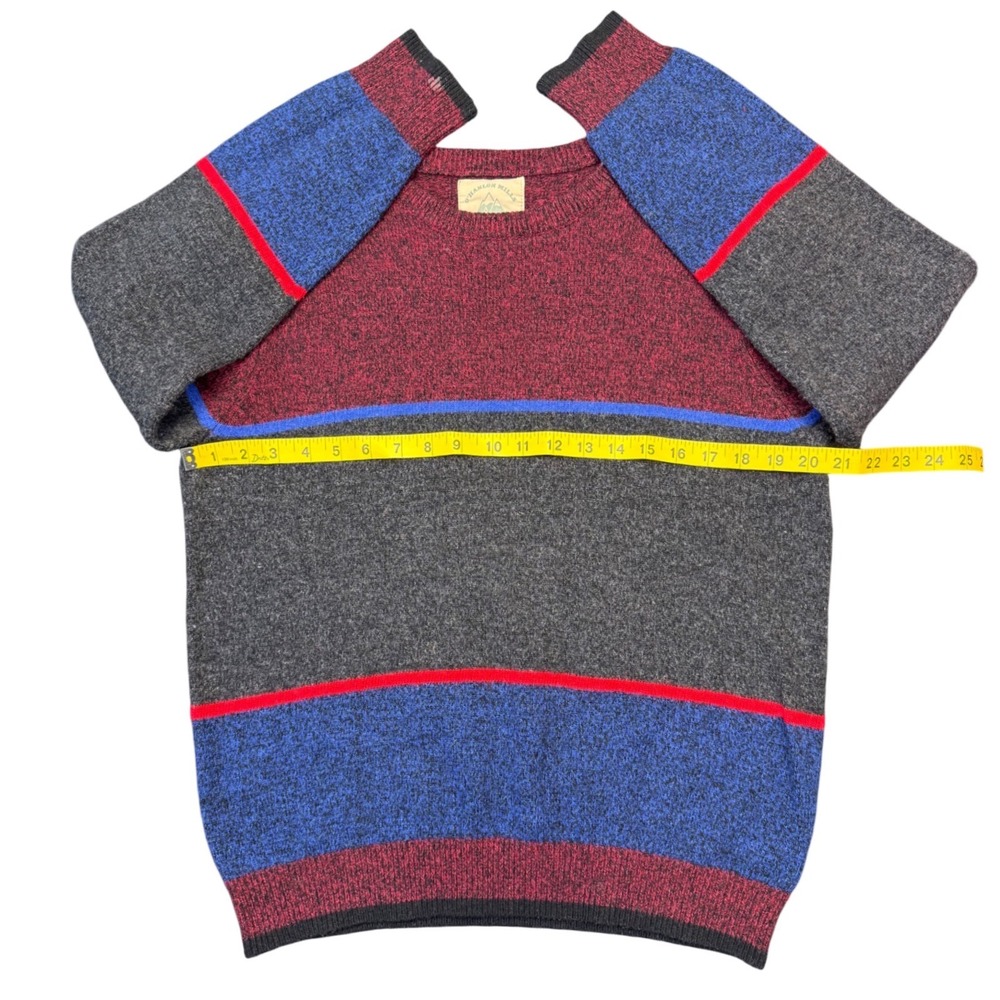 O'Hanlon Mills Mens‎ XL Geometric Colorblock Knit Sweater Burgundy Gray Blue Red - Picture 5 of 6